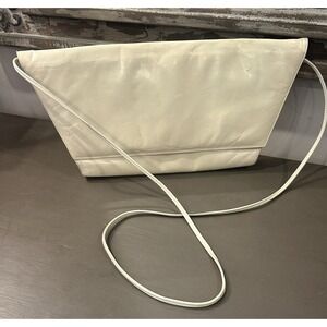 Vtg Charles Jourdan Cream‎ Leather Clutch Made in France